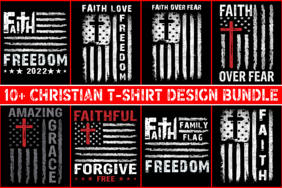 Christian T-shirt Design with Usa Flag Print Templates