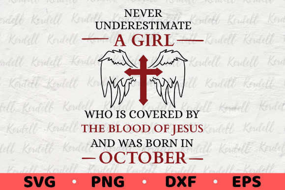 Girl Covered Blood Jesus and Born in October Illustrations