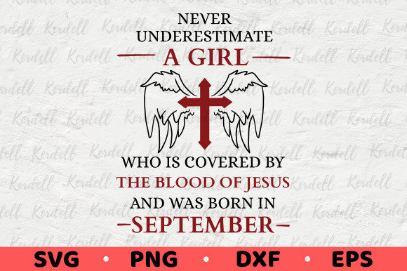 Girl Covered Blood Jesus Born in September Illustrations